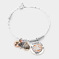 Tree of Life Metal Cross Charm Hook Bracelet