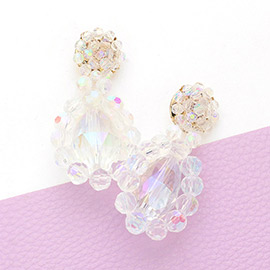 Semi Precious Stone Cluster Teardrop Shaped Earrings