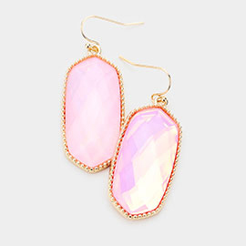 Hexagon Stone Dangle Earrings