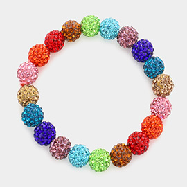 Colorful Shamballa Ball Stretch Bracelet