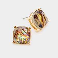 Abalone Square Stone Stud Earrings