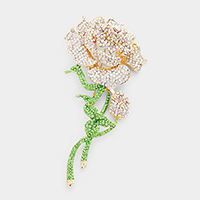 Crystal Rhinestone Embellished Rose Pin Brooch