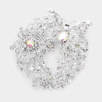 Rhinestone Butterfly Flower Leaf Pin Brooch  / Pendant