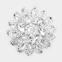 Marquise Stone Detail Flower Pin Brooch