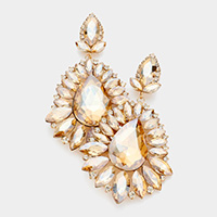 Teardrop Center Marquise Stone Cluster Evening Earrings