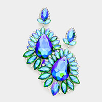 Teardrop Center Marquise Stone Cluster Evening Earrings