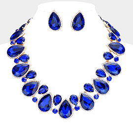 Crystal Rhinestone Trim Teardrop  Collar Evening Necklace