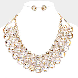 Crystal Pave Trim Round Evening Necklace