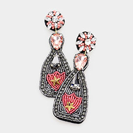 Felt Back Multi Bead Champagne Bottle Earrings