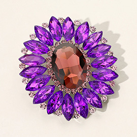 Marquise Crystal Statement Flower Pin Brooch