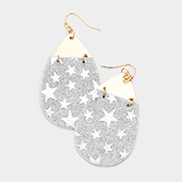 Bling Glitter Star Pattern Accented Teardrop Earrings