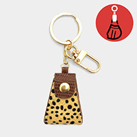 Genuine Leather Cheetah Pattern Mask Holder Key Chain