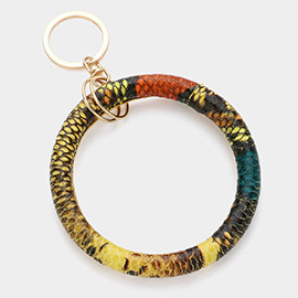 Snake Skin Faux Leather Bangle Bracelet / Keychain