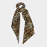 2PCS - Leopard Pattern Velvet Pony Hair Band / Scarf