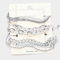 3PCS - Multi Metal Chain Layered Bracelets
