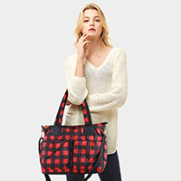 Buffalo Check Puffer Tote Bag