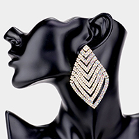 Rhinestone V-Shape Rhombus Evening Earrings