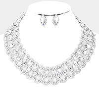 Marquise Stone Accented Collar Evening Necklace