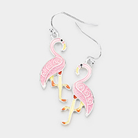 Enamel Flamingo Dangle Earrings