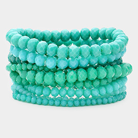 9PCS - Faceted Bead Stretch Bracelets