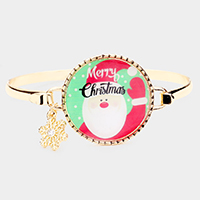 Santa Claus Print Snowflake Charm Hinged Hook Bracelet