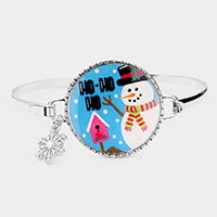 Snowman Print Snowflake Charm Hook Bracelet