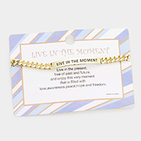 LIVE IN THE MOMENT Curved Metal Bar Message Bracelet