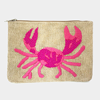 Seed Beaded Embroidery Crab Clutch Bag