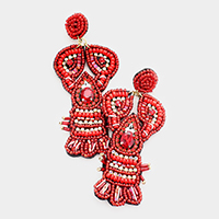 Felt Back Seed Bead Lobster Earrings