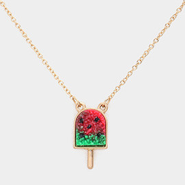 Druzy Watermelon Popsicle Pendant Necklace