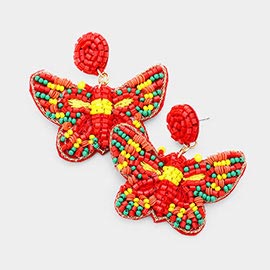 Felt Back Multi Bead Butterfly Earrings