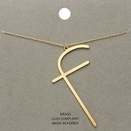 -f- Brass Monogram Metal Pendant Necklace