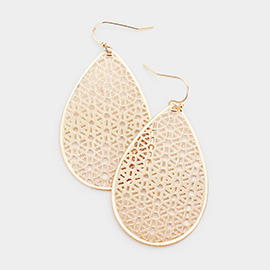 Filigree Brass Metal Teardrop Dangle Earrings