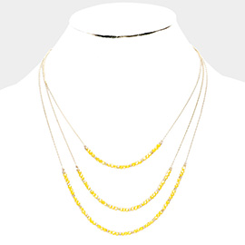 Faceted Beaded Triple Layered Bib Necklace