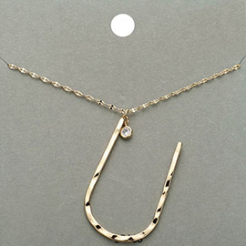 -U- Monogram Brass Metal Pendant Necklace