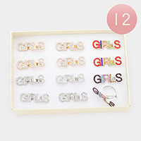 12PCS - Rhinestone Message Adjustable Rings