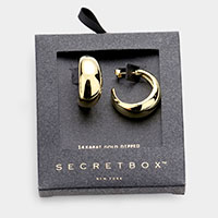Secret Box _ 14K Gold Dipped Metal Half Hoop Earrings