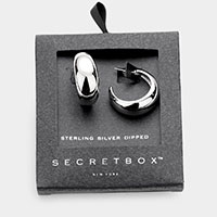 Secret Box _ Sterling Silver Dipped Metal Half Hoop Earrings