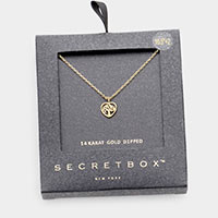 Secret Box _ 14K Gold Dipped Tree of Life Metal Heart Pendant Necklace
