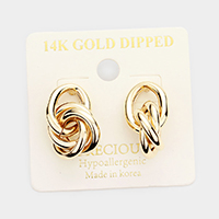 14K Gold Dipped Metal Knot Link Earrings
