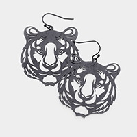 Brass Metal Cut Out Tiger Dangle Earrings