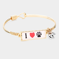 I Love Dog Charm Message Hook Bracelet