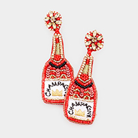 Sequin Crown Champagne Dangle Earrings