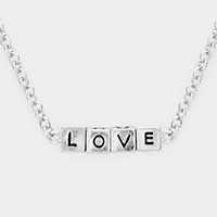 LOVE Metal Cube Pendant Necklace