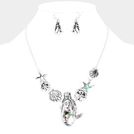 Abalone Mermaid Starfish Metal Shell Sand Dollar Necklace
