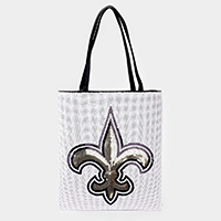 Fleur de Lis Accented Sequin Shoulder Bag