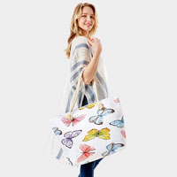 Butterfly Print Beach Tote Bag