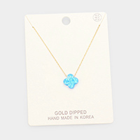 Gold Dipped Glitter Clover Pendant Necklace