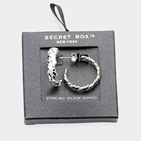 Secret Box _ Sterling Silver Dipped Braided Metal Half Hoop Earrings