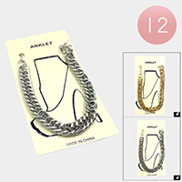 12PCS - Bold Metal Chain Anklets